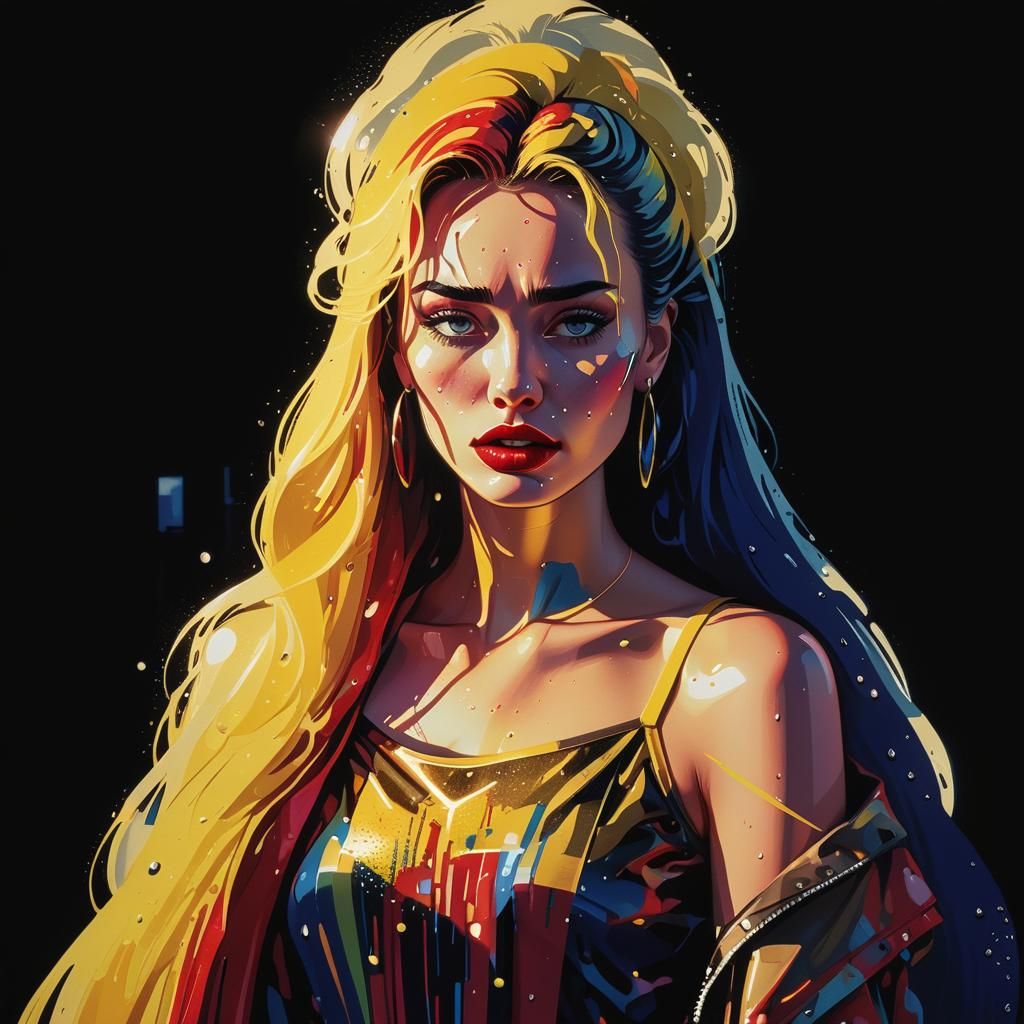 Pop Art: Woman at Sunrise in Lichtenstein Style