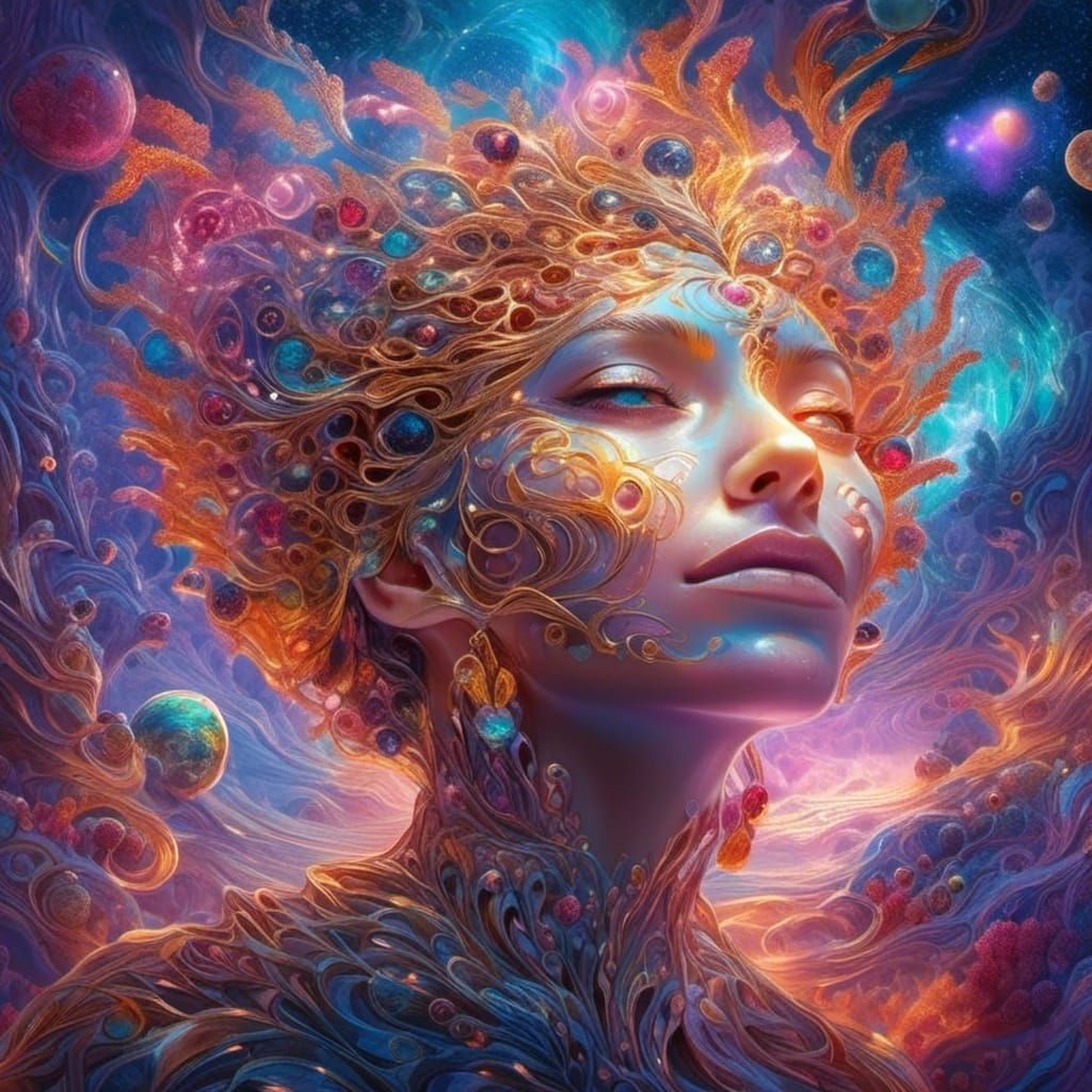 Cosmic Love: Holographic Astral Illustration