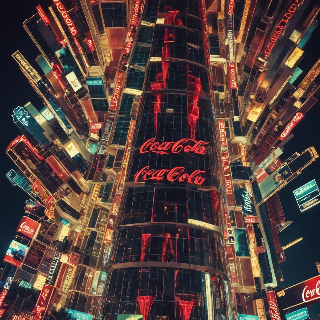 Giant Coca Cola Tower on Las Vegas Strip at Night