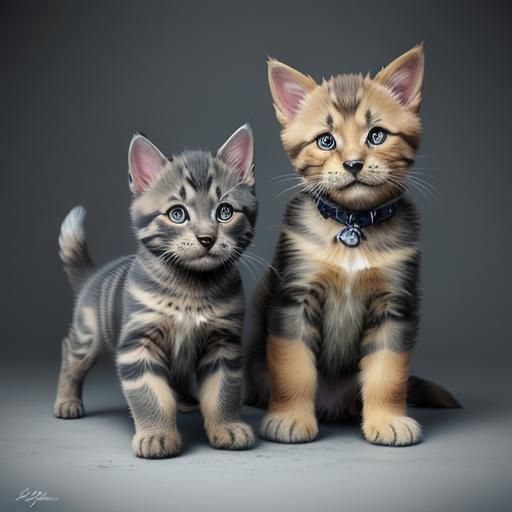 German Shepherd Puppy and Kitten Playtime