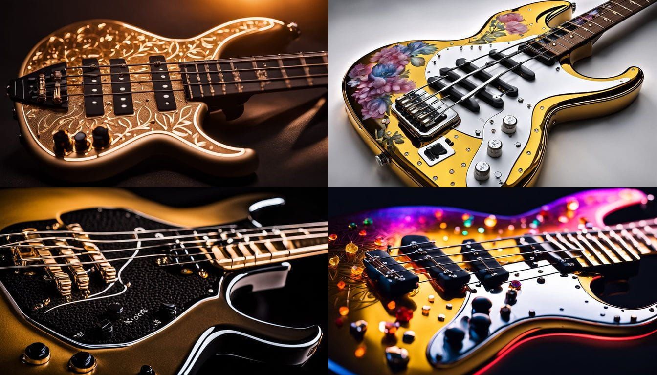 Golden Bass Guitar Shines in Dark Fantasy World