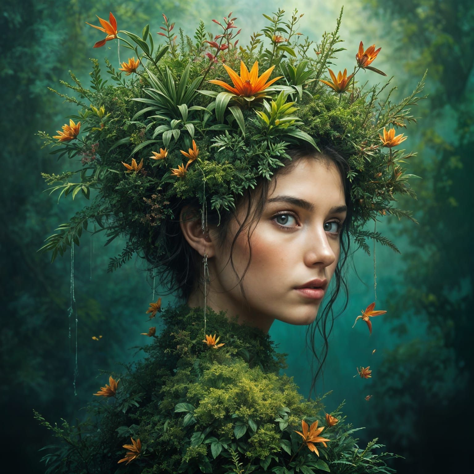 Mysterious Rainforest Portrait in Photorealistic Style