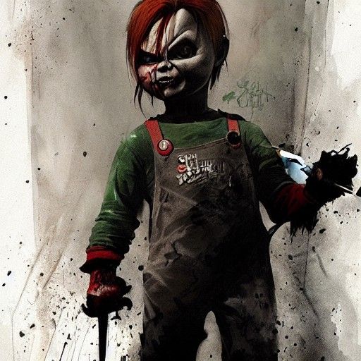 Sinister Chucky with Knife in Dark Fantasy Style