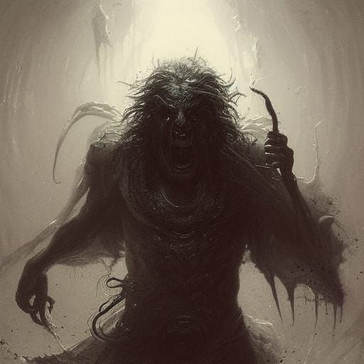 Terrifying Orochi in Gothic Horror Style