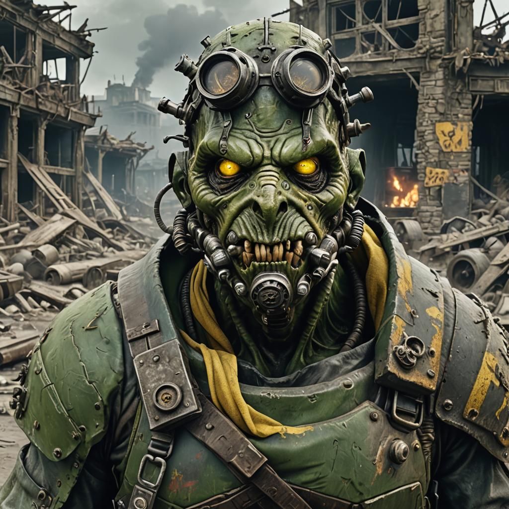 Fallout Super Mutant Wandering the Wasteland Ruins