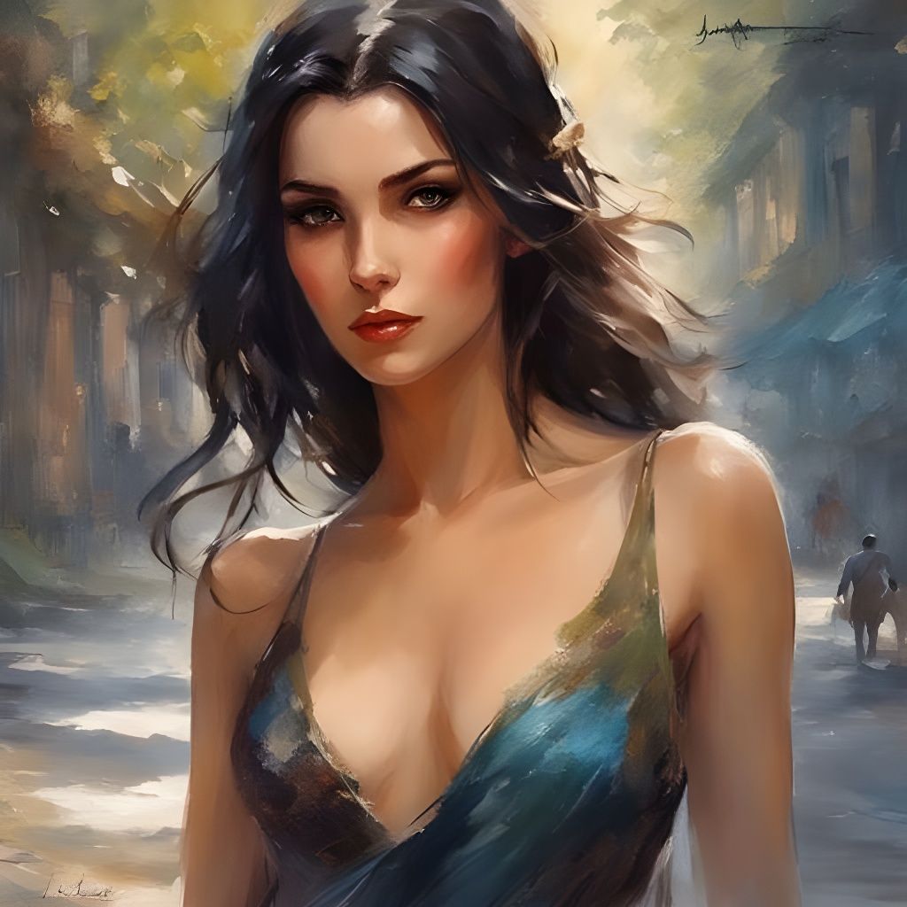 Beautiful Romanian Girl in Forest, Splash Art