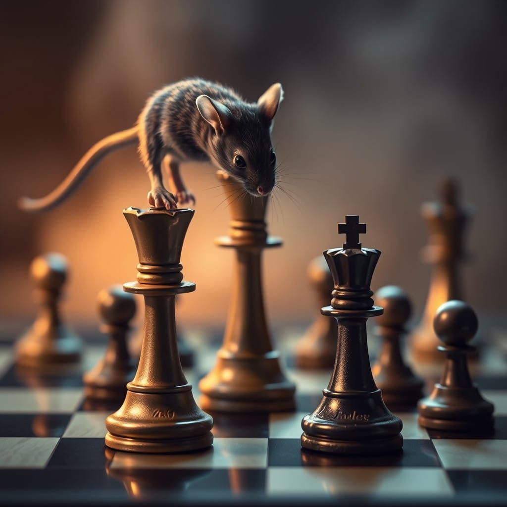 Mouse in Dark Knight Chess Battle