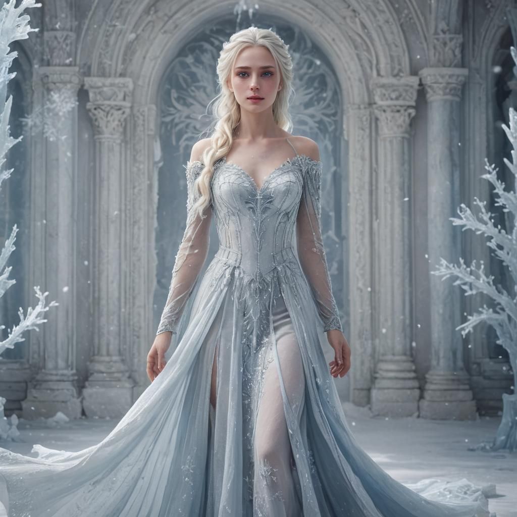 Ethereal Ice Queen Reigns in Frosty Palace