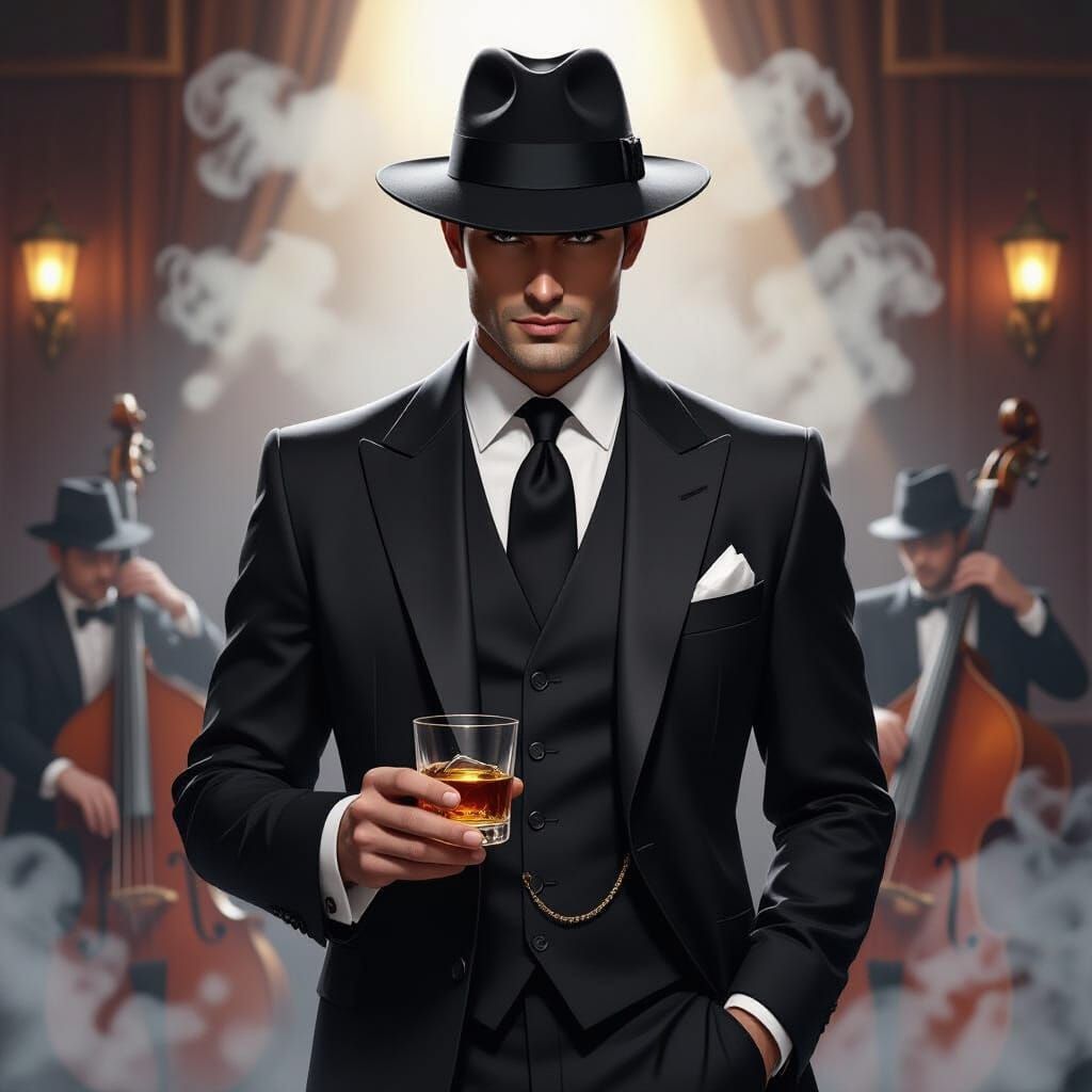 Mysterious Man in Jazz Club, Manga Art