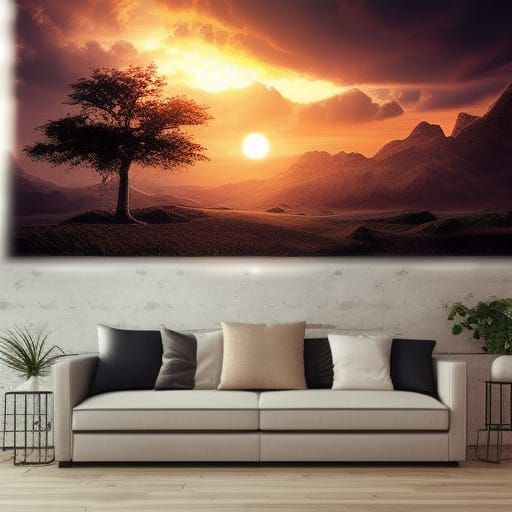 Abstract Cloud Creature Sunset in Digital Painting Style