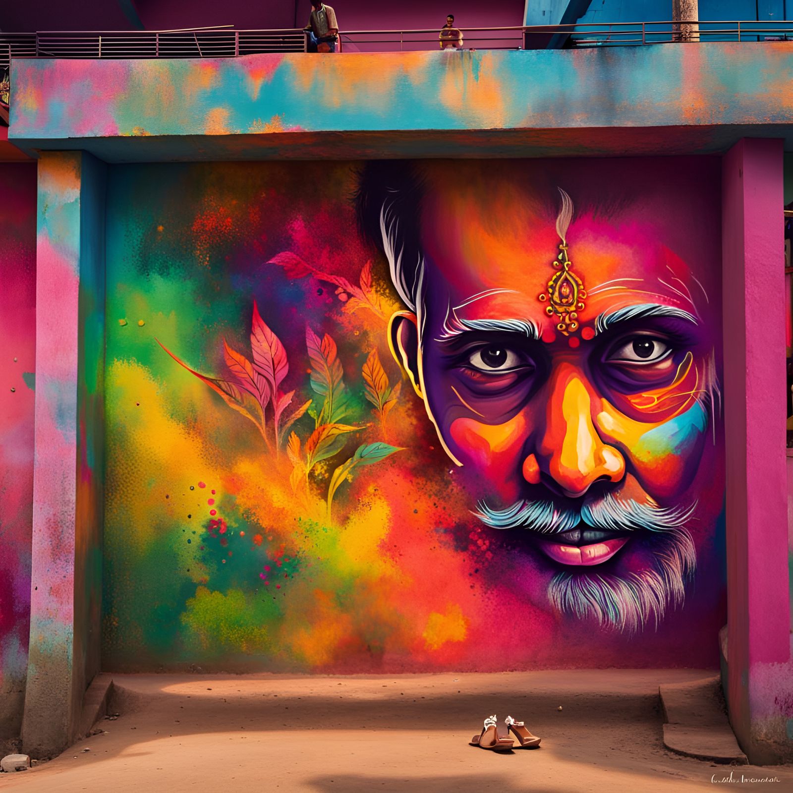 Chennai Holi Festival: Vibrant Murals in Landscape