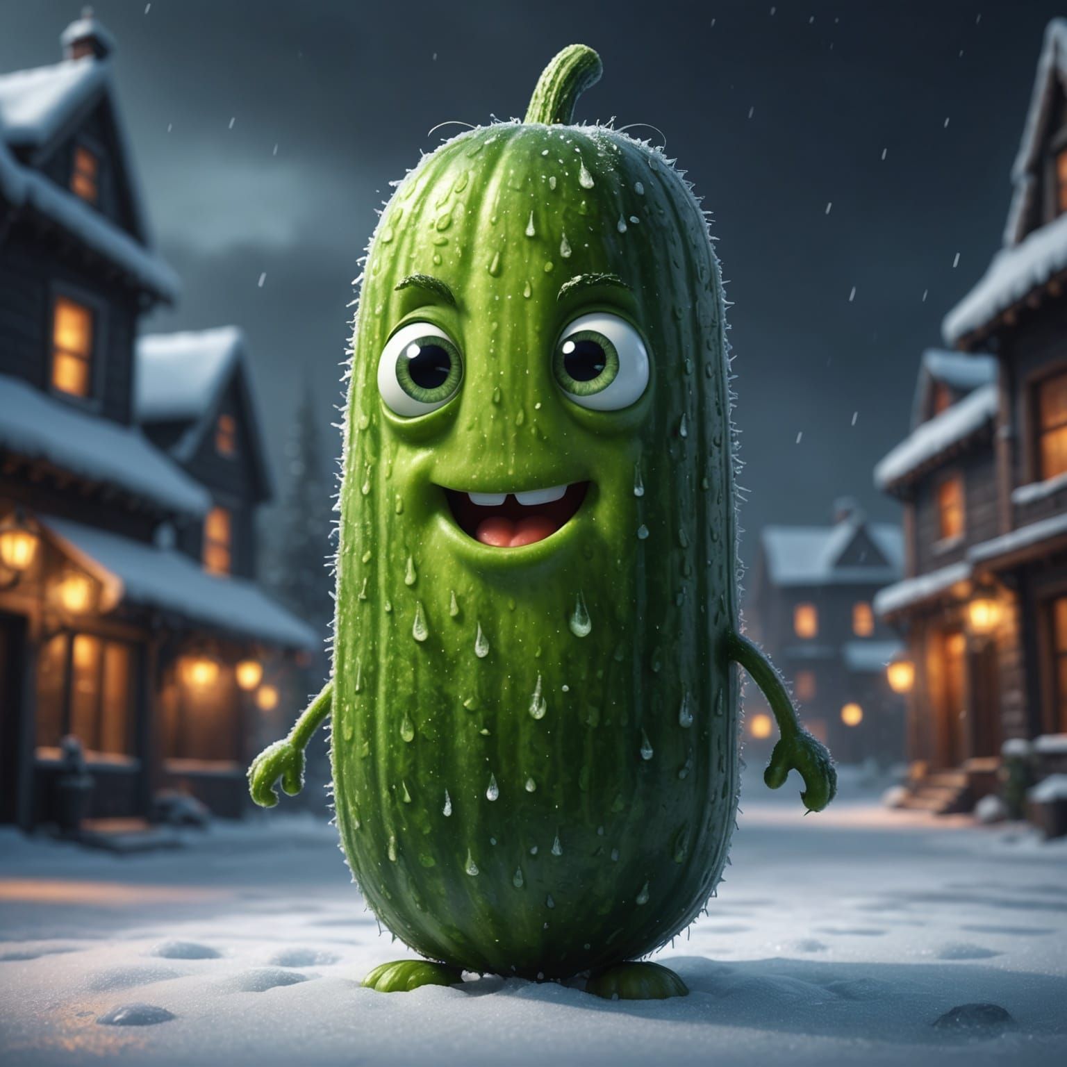 Adorable Cucumber Character in Detailed 3D Art