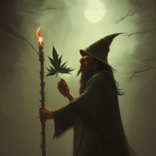 Evil Wizard Conjures Fiery Cannabis Leaf Spell