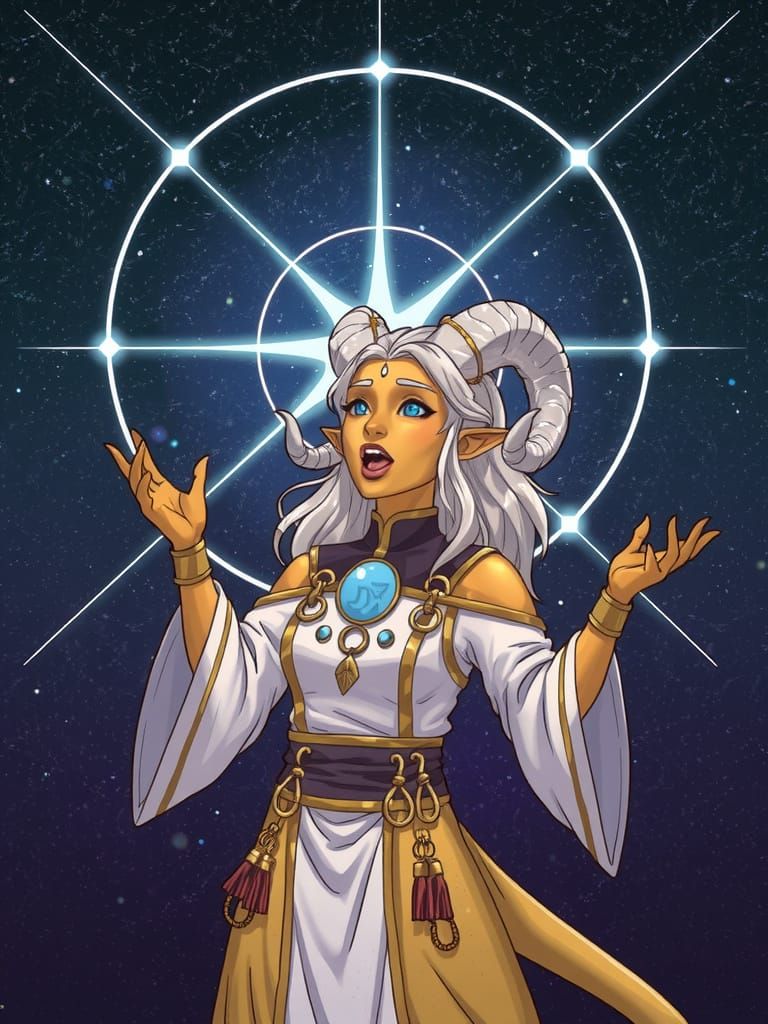 Tiefling Preacher Giving Sermon in Golden Light