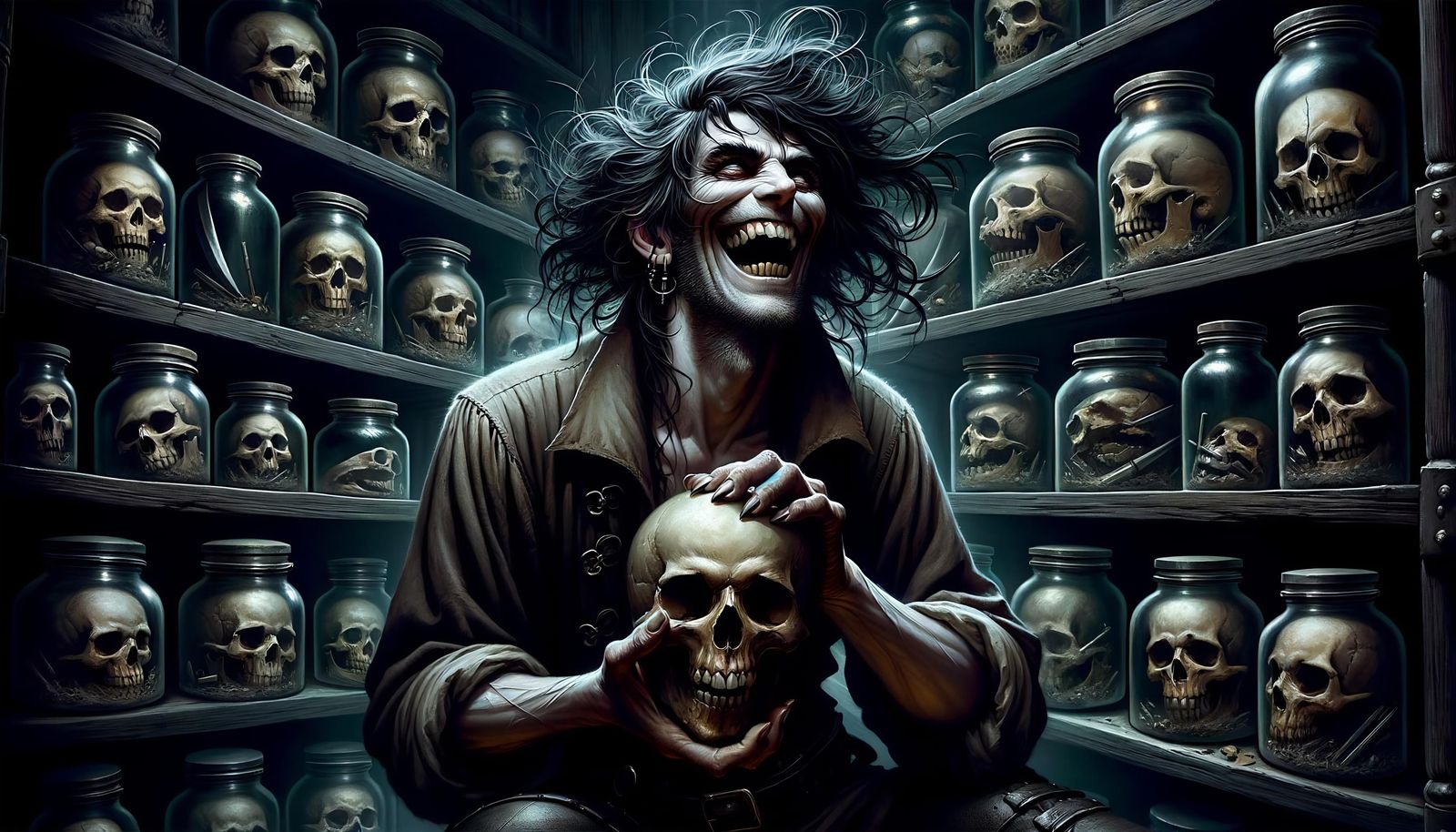 Sinister Rogue's Macabre Laughter in Dark Fantasy