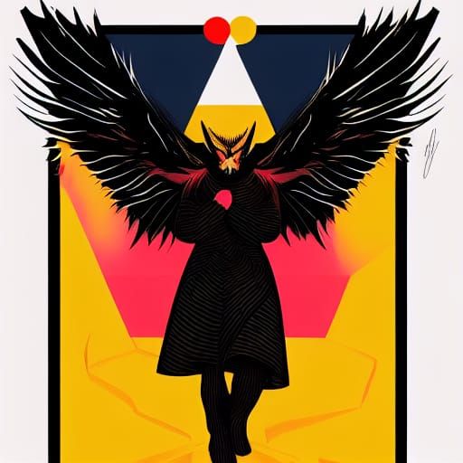 Lucifer Pop Art Screen Print in Bauhaus Style