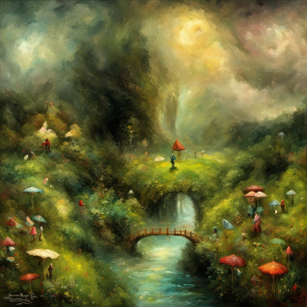 Impasto Valley Dance in a Muted Expressionist Palette