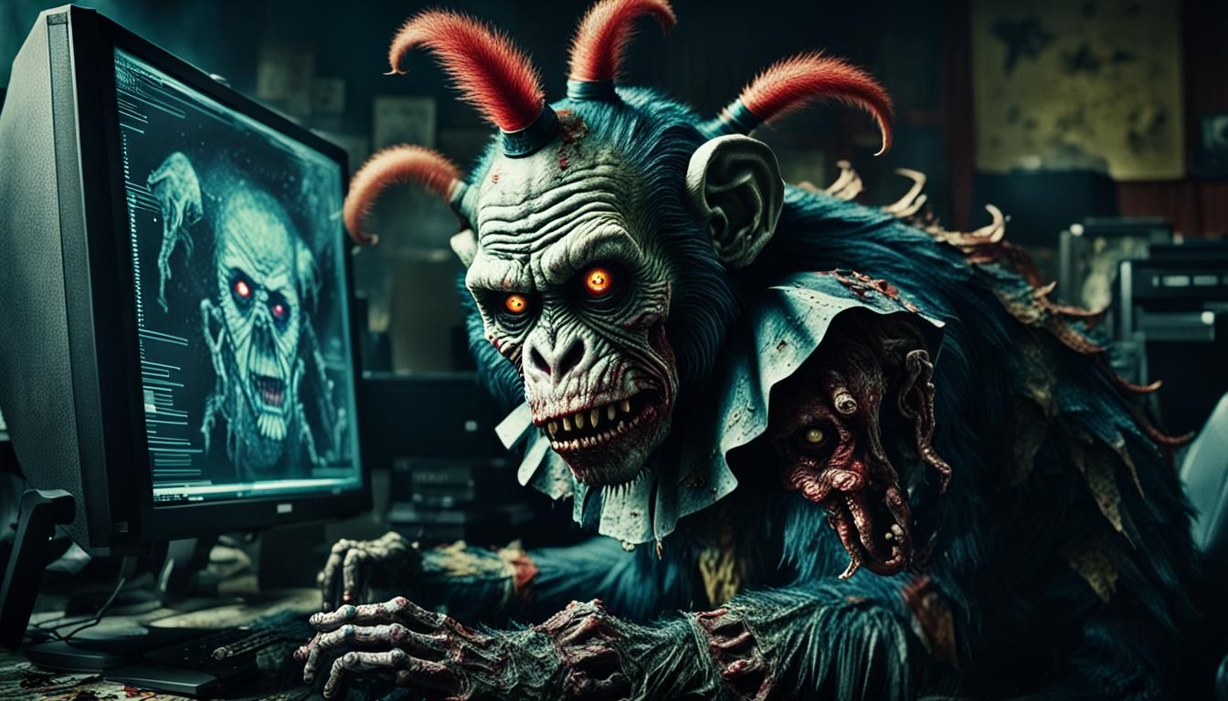 Hybrid Creature Unleashes Demons in Crackle Paint Style Mast...