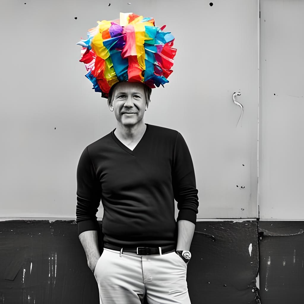 Man with a Piñata for a Head