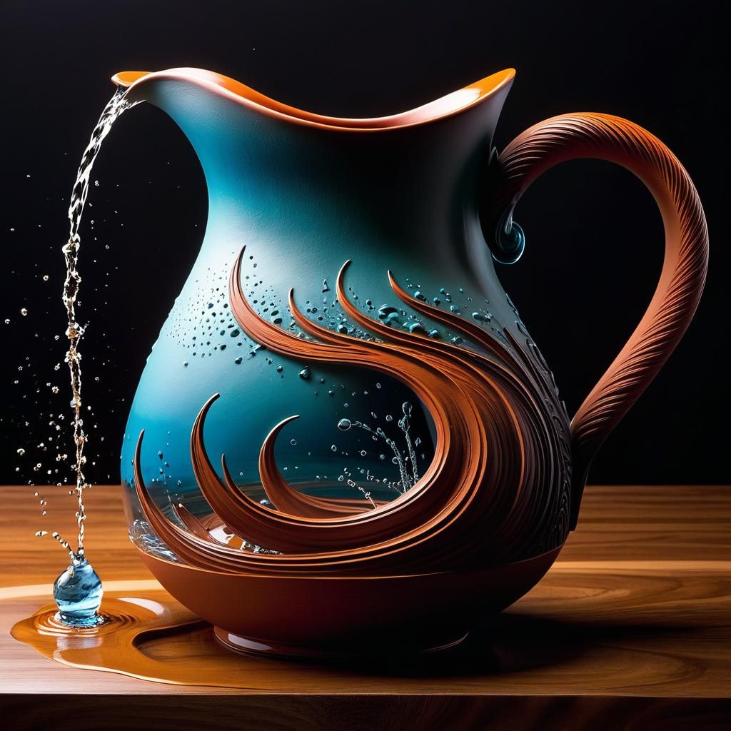 Mysterious Clay Water Pitcher Double Exposure