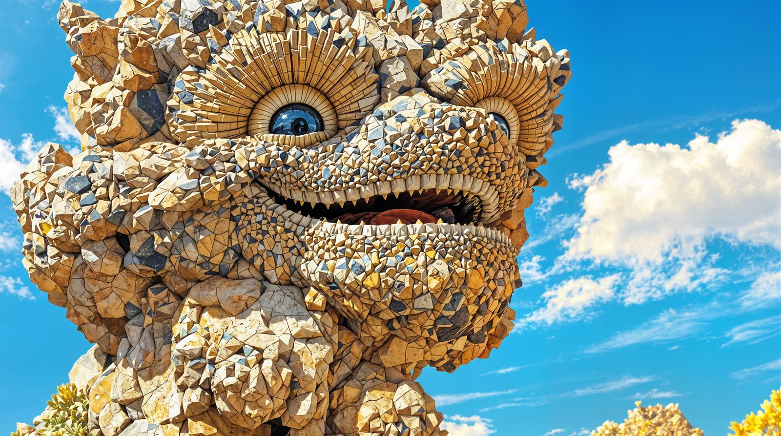 Unique Rock Misfit Creature Smiles Under Sunny Skies