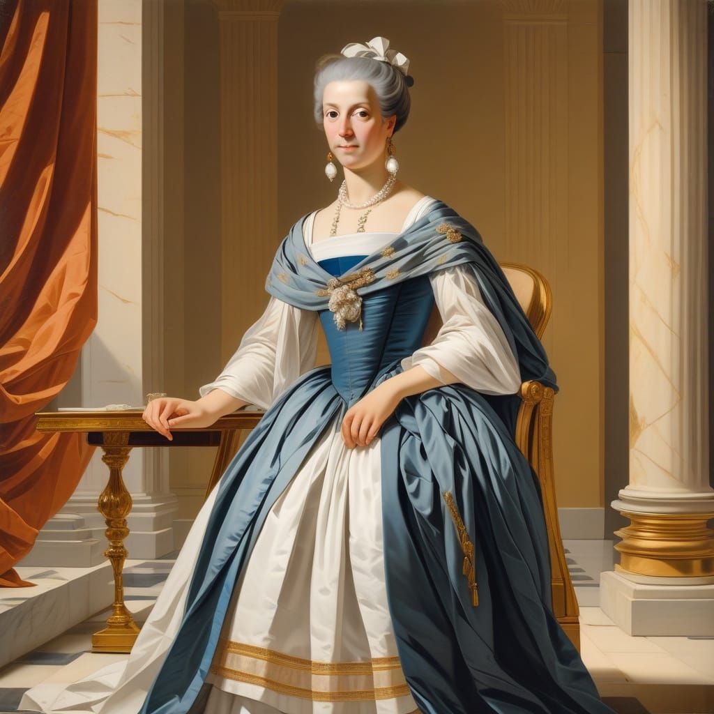 Aristocratic Woman Portrait in Neoclassical Style