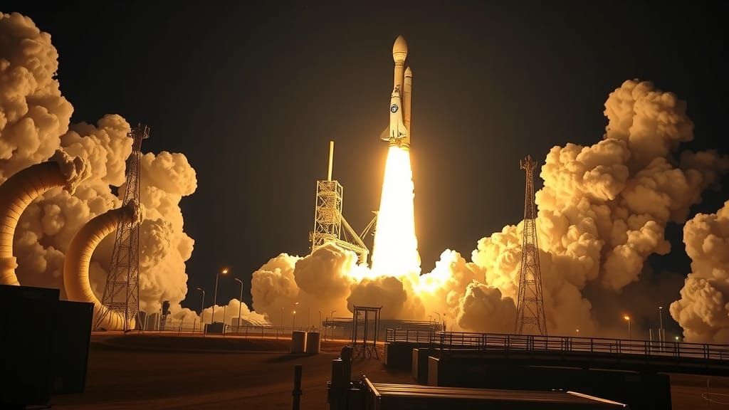 Endeavour Shuttle Launch: Night Ascent in Hyperrealism