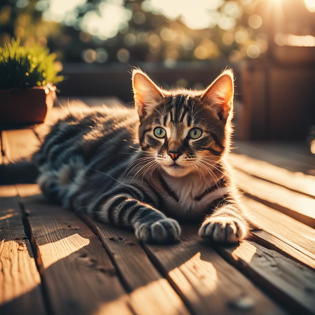 Content Kitten in Warm Sunlight