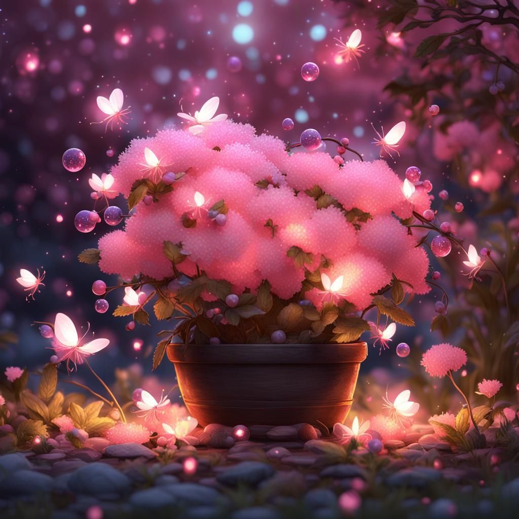 Fantasy Fireflies in Pink Light: 3D Anime Art