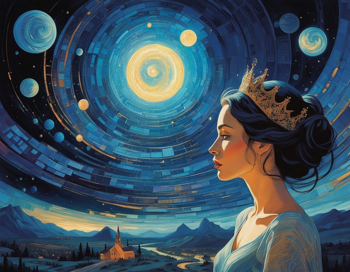 Ethereal Goddess in Iridescent Gold and Starlight