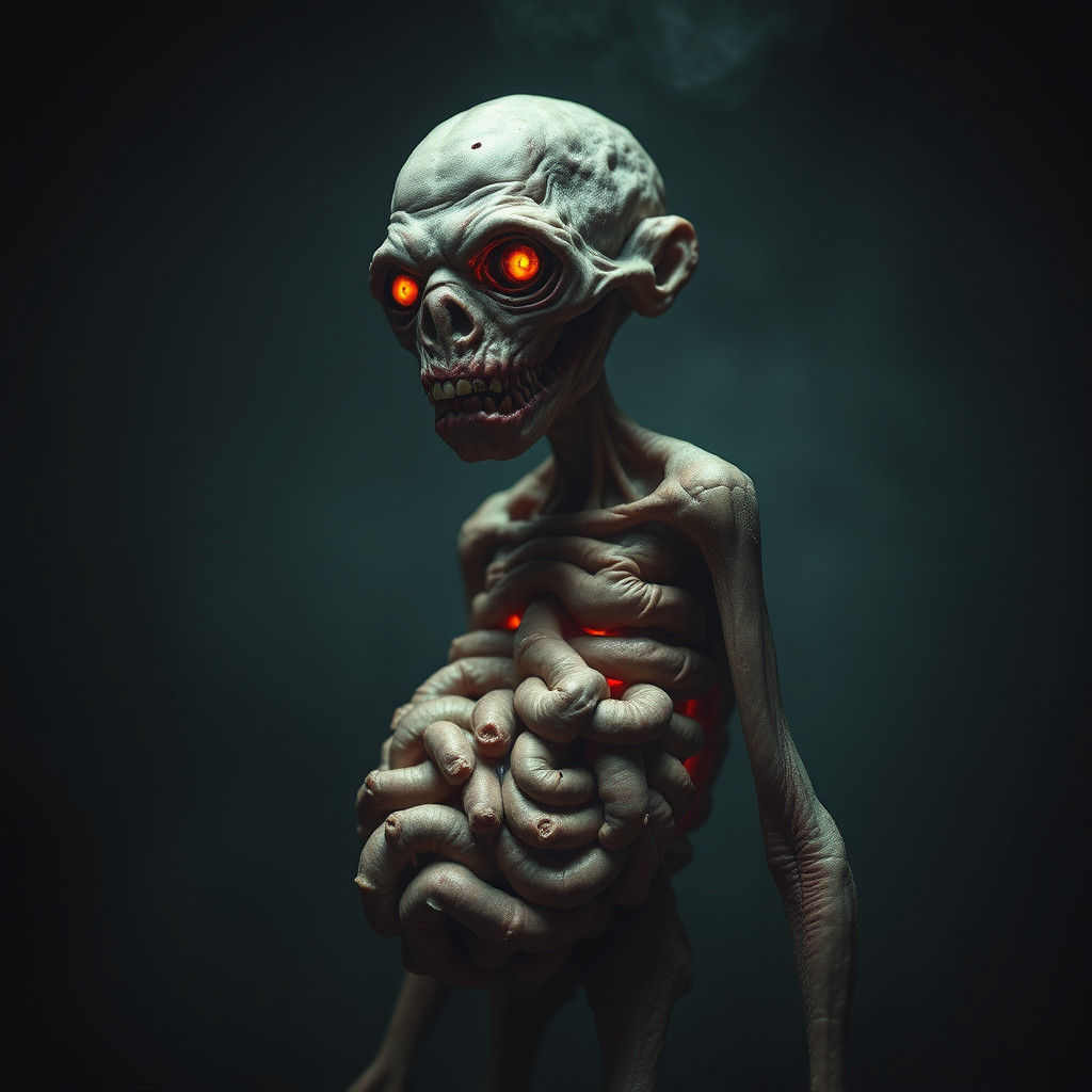 Grotesque Humanoid Figure in Dark Surrealist Style