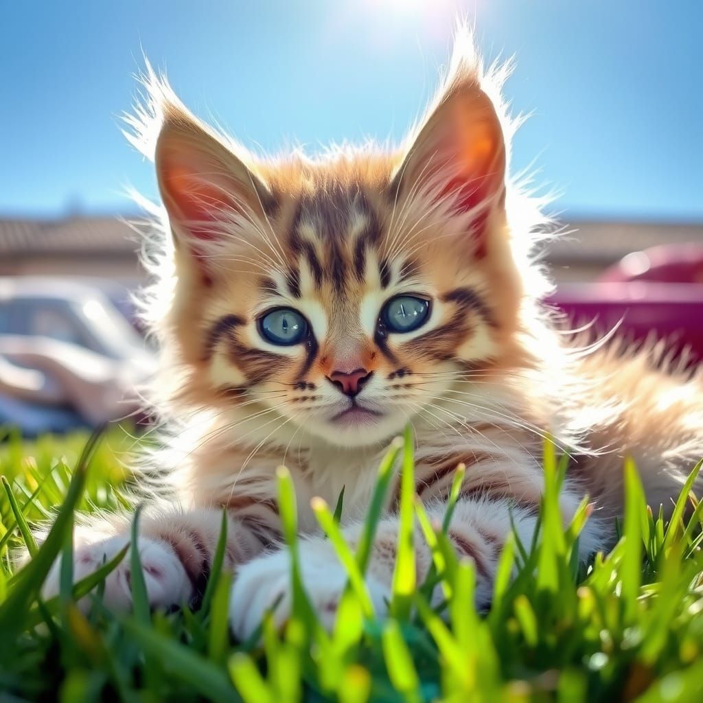 Kitten Basks in Warm Sunlight