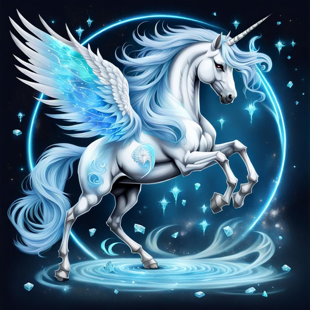 Pastel Unicorn with Crystalline Tattoos