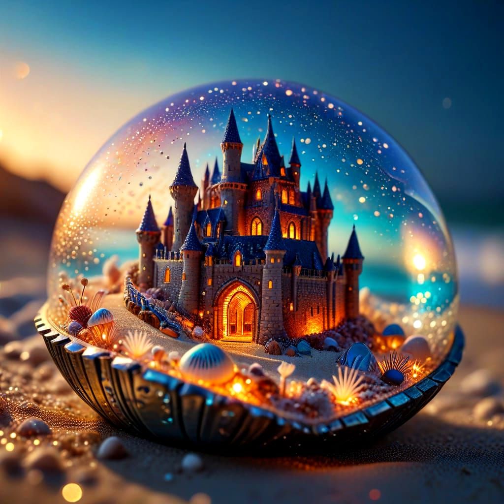 Macro Beach Castle in Shimmering Shell