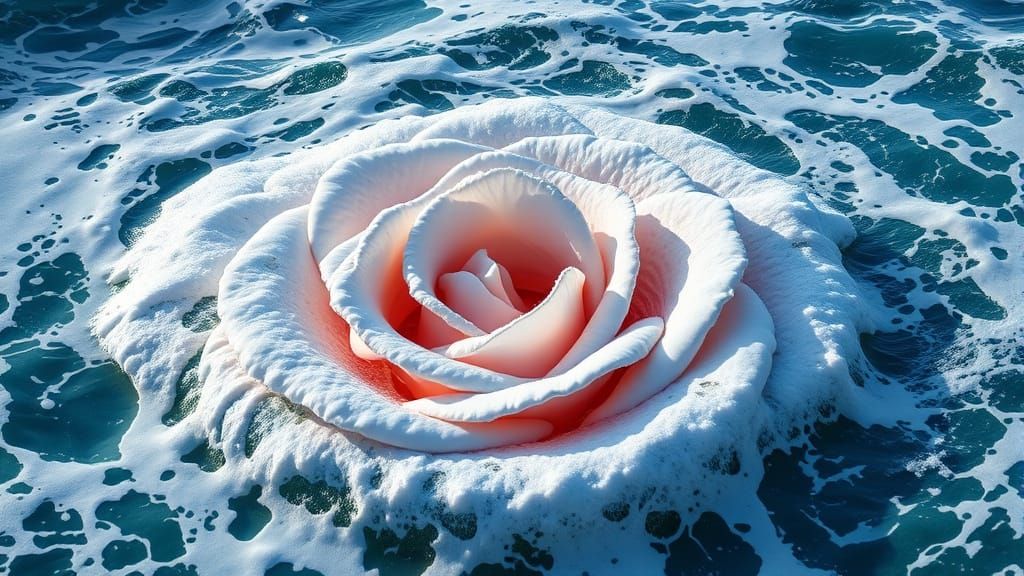 Giant Rose Wave Seascape in 3D