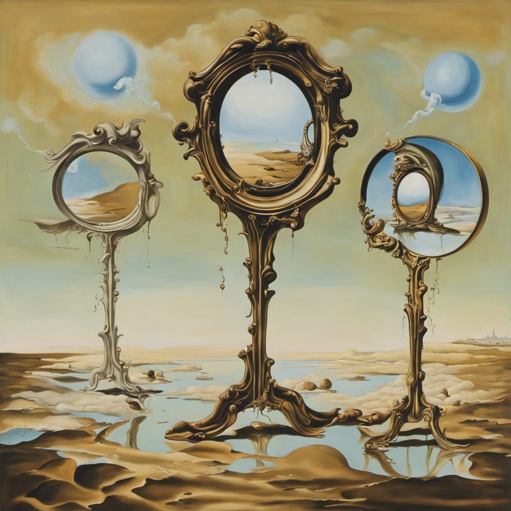 Surreal Melting Mirrors in Salvador Dali Style