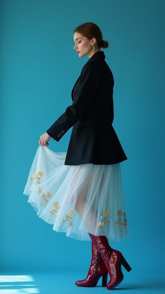 Ethereal Woman in Motion: Hyper-Realistic Portrait in Black ...