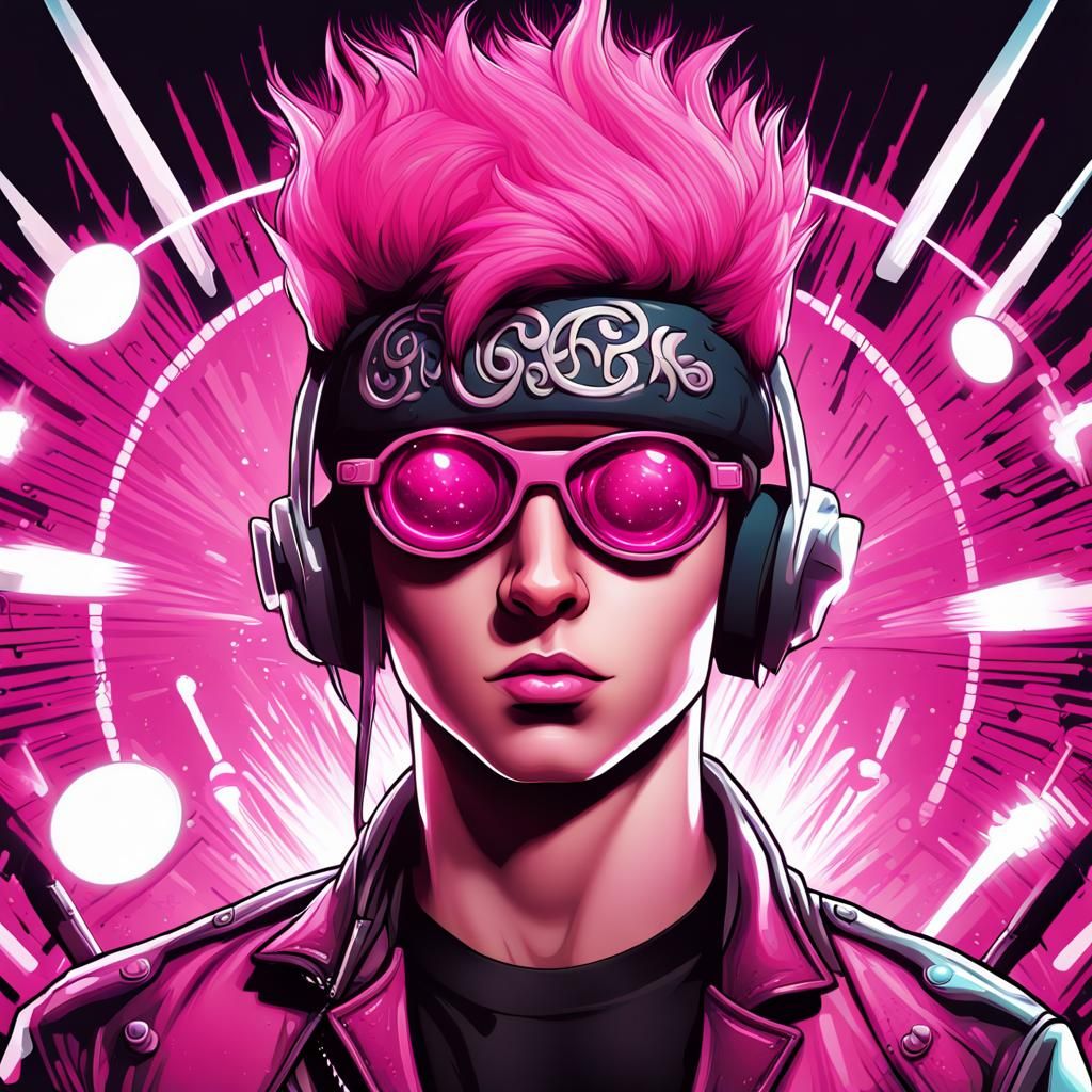 Fabulous Punk Drummer Boy in Neon 3D