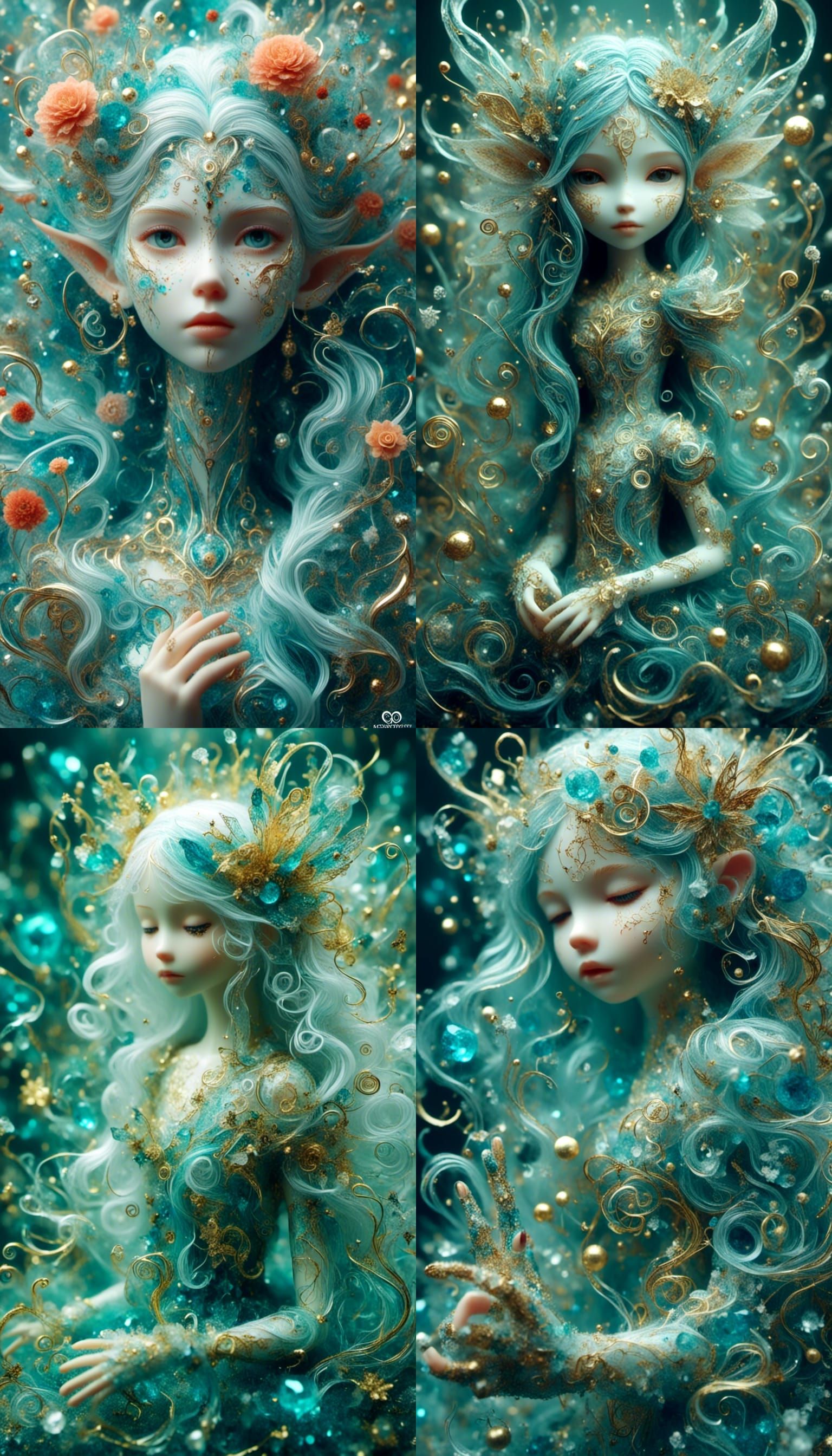 Surreal Filigree: Woman and Child in Musical Landscape