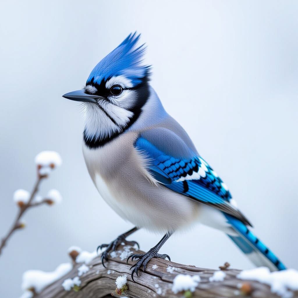 Crystalline Bluejay Bird Perched on Crystals