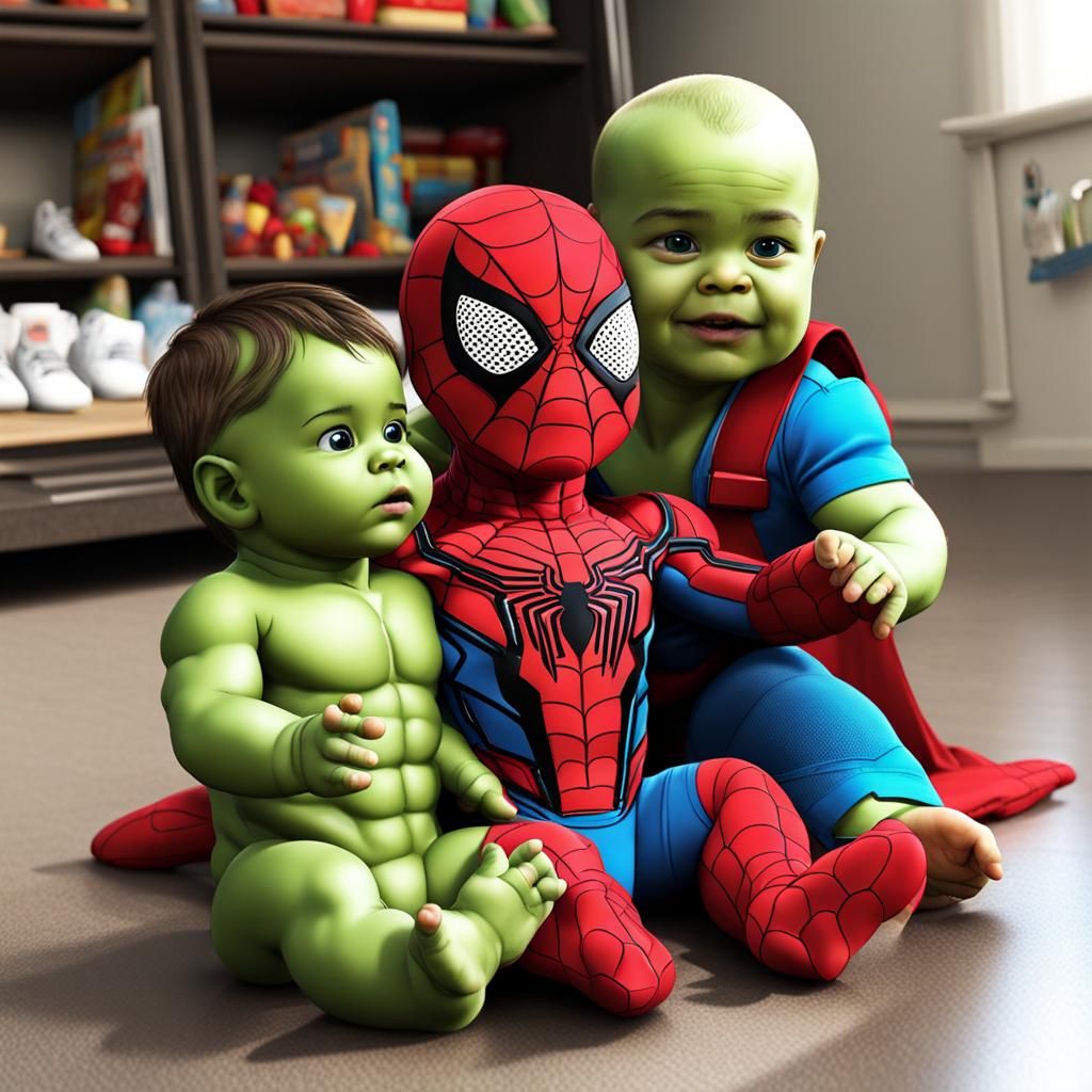 Baby Superheroes: Spider-Man, Hulk, and Iron Man