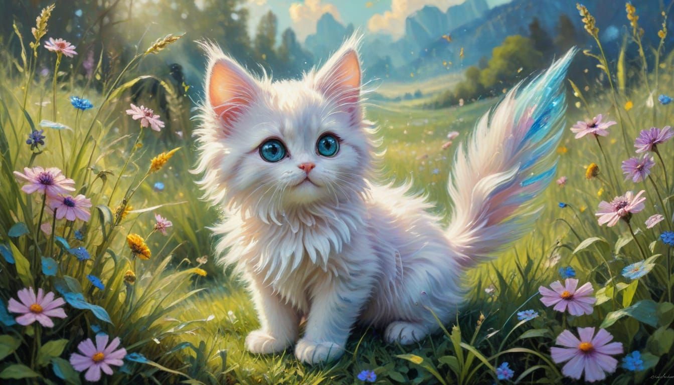 Enchanted Fairy Kitty in Sunny Meadow