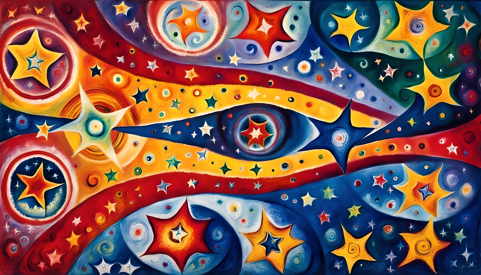 Glowing Starry Maelstrom as Naive Art Painting