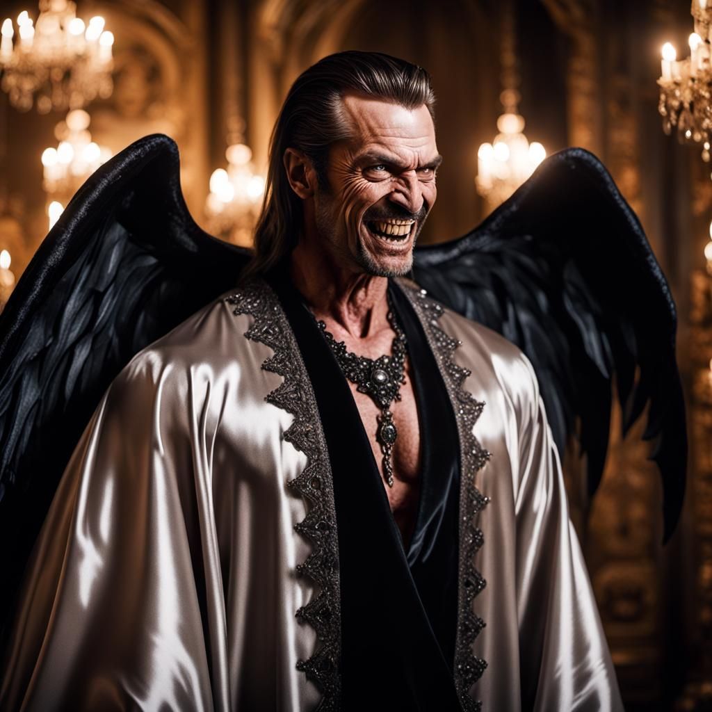 Muscular Vampire in Satin Gown Portrait