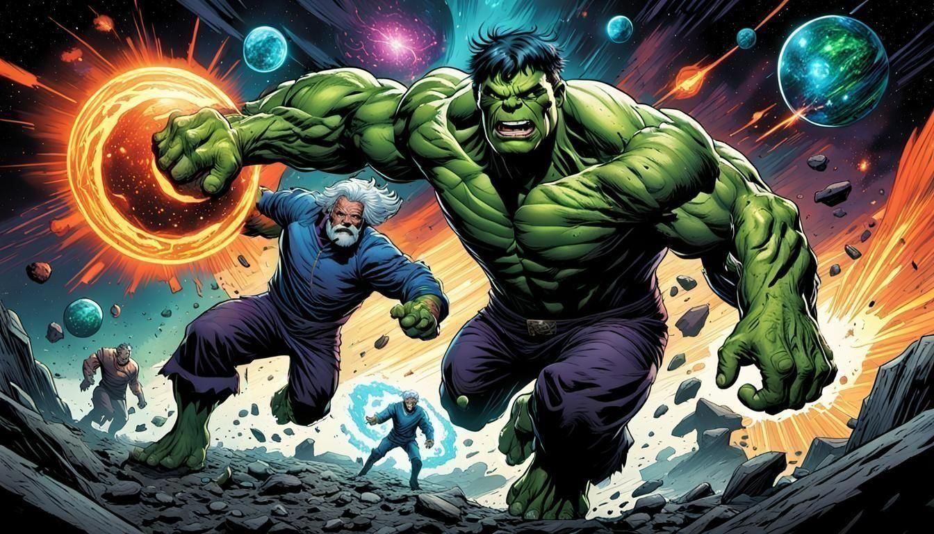 Hulk Steals Cosmic Object in Comic Book Art