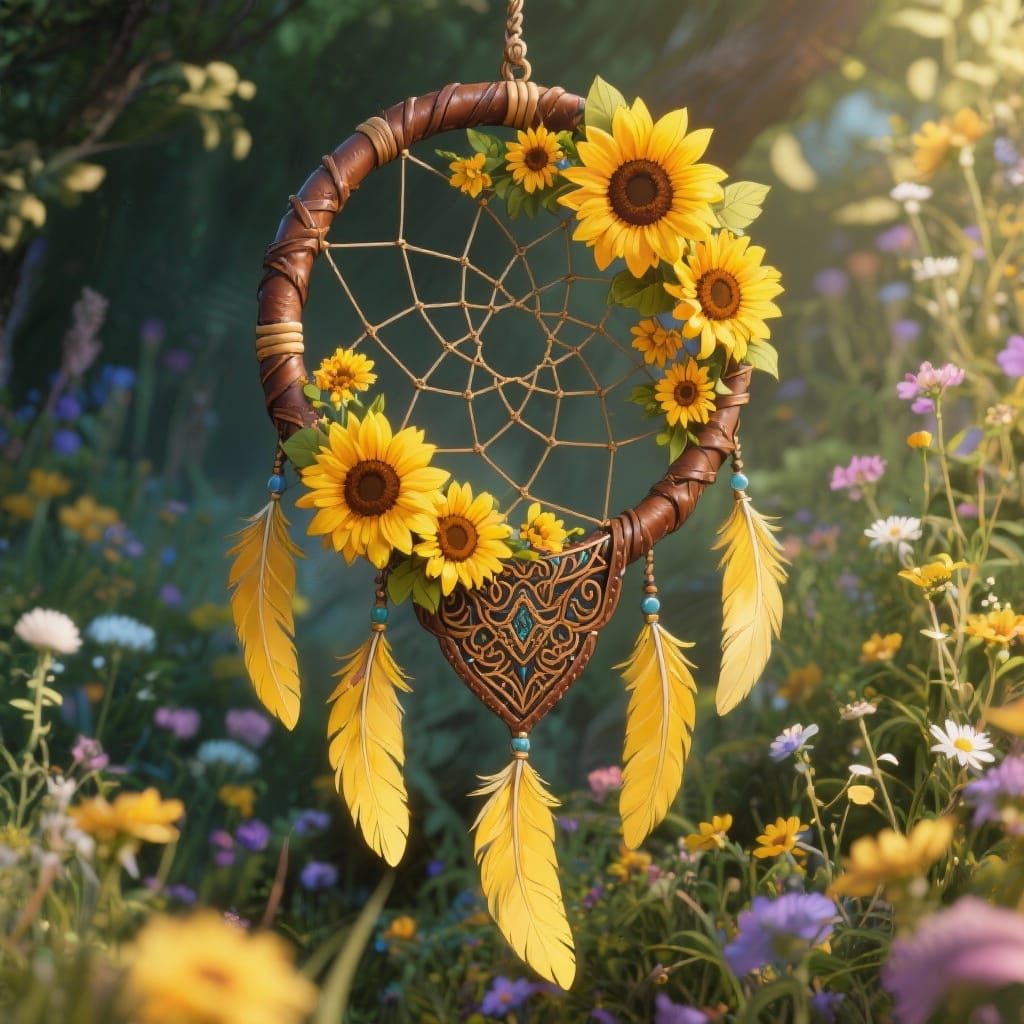 Sunflower Dreamcatcher in Anime Style