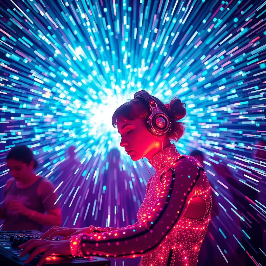 Echopunk Portrait in Vibrant Lights