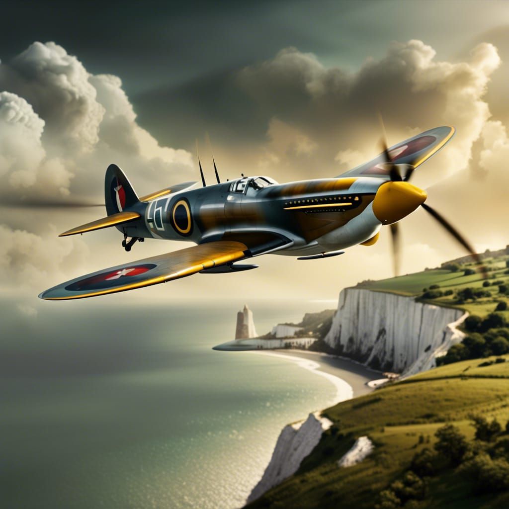 Spitfire Over Dover: Hyperrealistic Digital Painting
