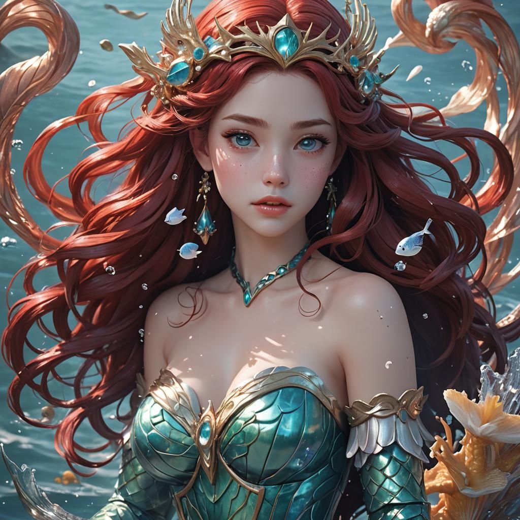 Ariel as Siren in 3D Anime Art Style