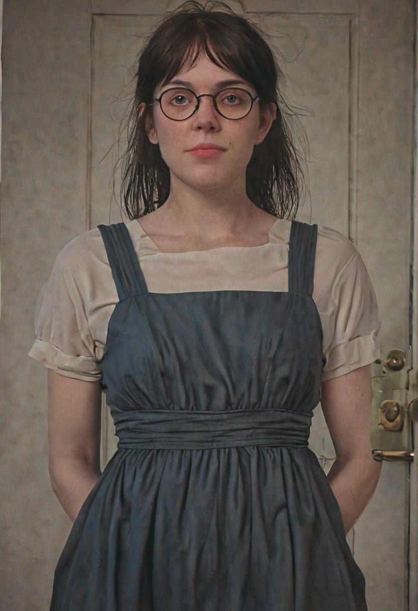 Drunk Woman in Doorway, Unreal Engine 5 Style